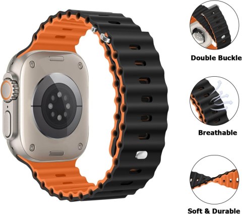 PASEK DO APPLE WATCH 5/6/7/8/9/10/SE/ULTRA 44/45/46/49 CZARNO-POMARAŃCZOWY PASEK DO APPLE WATCH 5/6/7/8/9/10/SE/ULTRA 44/45/46/49 CZARNO-POMARAŃCZOWY