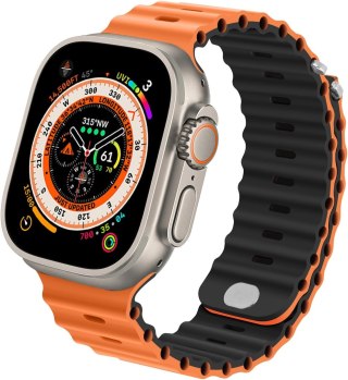 PASEK DO APPLE WATCH 5/6/7/8/9/10/SE/ULTRA 44/45/46/49 POMARAŃCZOWO-CZARNY
