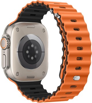 PASEK DO APPLE WATCH 5/6/7/8/9/10/SE/ULTRA 44/45/46/49 POMARAŃCZOWO-CZARNY