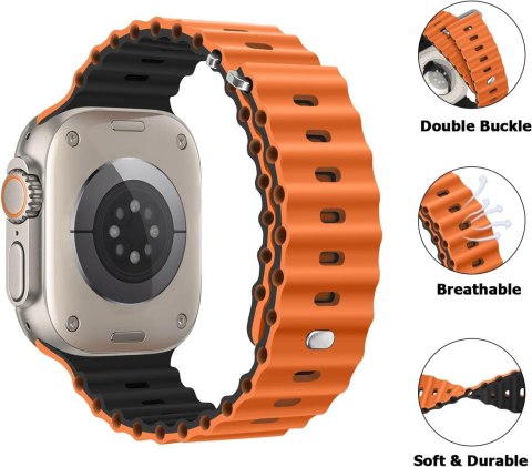 PASEK DO APPLE WATCH 5/6/7/8/9/10/SE/ULTRA 44/45/46/49 POMARAŃCZOWO-CZARNY PASEK DO APPLE WATCH 5/6/7/8/9/10/SE/ULTRA 44/45/46/49 POMARAŃCZOWO-CZARNY