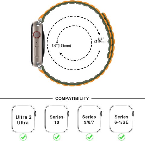 PASEK DO APPLE WATCH 5/6/7/8/9/10/SE/ULTRA 44/45/46/49 POMARAŃCZOWO-ZIELONY PASEK DO APPLE WATCH 5/6/7/8/9/10/SE/ULTRA 44/45/46/49 POMARAŃCZOWO-ZIELONY