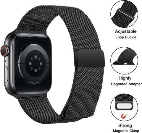 PASEK DO ZEGARKA APPLE WATCH 1/2/3/4/5/6/7/8/9/SE 38/40/41mm CZARNY STAL PASEK DO ZEGARKA APPLE WATCH 1/2/3/4/5/6/7/8/9/SE 38/40/41mm CZARNY STAL