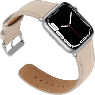 PASEK DO ZEGARKA APPLE WATCH 1/2/3/4/5/6/7/8/9/SE 38/40/41mm KREMOWY SKÓRA