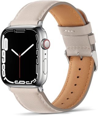 PASEK DO ZEGARKA APPLE WATCH 1/2/3/4/5/6/7/8/9/SE 38/40/41mm KREMOWY SKÓRA