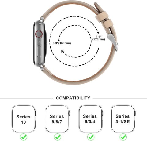 PASEK DO ZEGARKA APPLE WATCH 1/2/3/4/5/6/7/8/9/SE 38/40/41mm KREMOWY SKÓRA PASEK DO ZEGARKA APPLE WATCH 1/2/3/4/5/6/7/8/9/SE 38/40/41mm KREMOWY SKÓRA