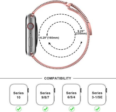 PASEK DO ZEGARKA APPLE WATCH 1/2/3/4/5/6/7/8/9/SE 38/40/41mm RÓŻOWA STAL PASEK DO ZEGARKA APPLE WATCH 1/2/3/4/5/6/7/8/9/SE 38/40/41mm RÓŻOWA STAL