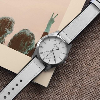 PASEK DO ZEGARKA BIAŁA SKÓRA UNIWERSALNY CZARNA KLAMRA 22mm