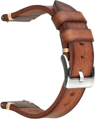 PASEK DO ZEGARKA BRĄZOWY SKÓRA UNIWERSALNY SREBRNA KLAMRA ELEGANCKI 26mm
