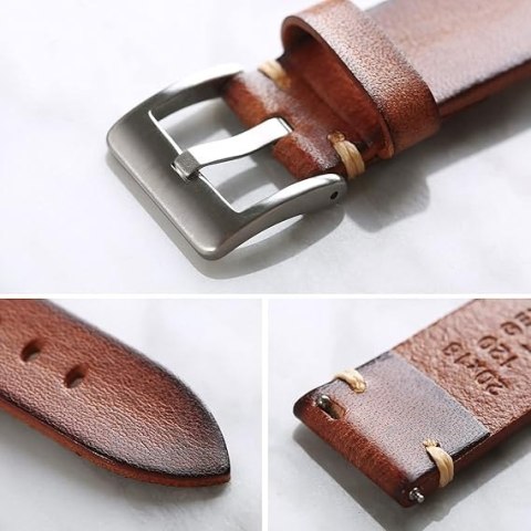 PASEK DO ZEGARKA BRĄZOWY SKÓRA UNIWERSALNY SREBRNA KLAMRA ELEGANCKI 26mm PASEK DO ZEGARKA BRĄZOWY SKÓRA UNIWERSALNY SREBRNA KLAMRA ELEGANCKI 26mm