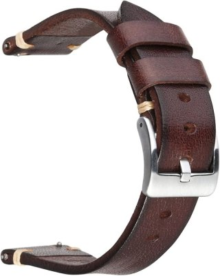 PASEK DO ZEGARKA BRĄZOWY SKÓRA UNIWERSALNY SREBRNA KLAMRA ELEGANCKI 26mm