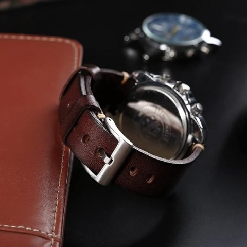 PASEK DO ZEGARKA BRĄZOWY SKÓRA UNIWERSALNY SREBRNA KLAMRA ELEGANCKI 26mm PASEK DO ZEGARKA BRĄZOWY SKÓRA UNIWERSALNY SREBRNA KLAMRA ELEGANCKI 26mm