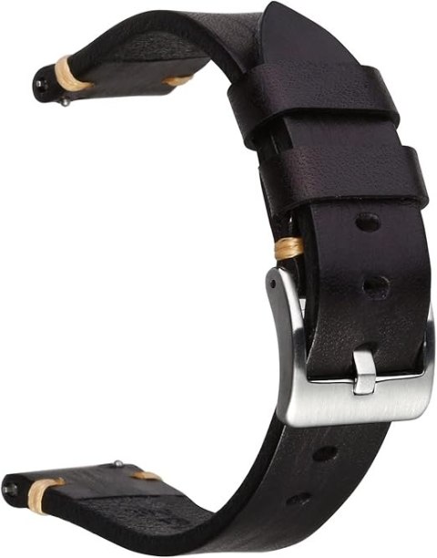 PASEK DO ZEGARKA CZARNY SKÓRA UNIWERSALNY SREBRNA KLAMRA ELEGANCKI 24mm PASEK DO ZEGARKA CZARNY SKÓRA UNIWERSALNY SREBRNA KLAMRA ELEGANCKI 24mm