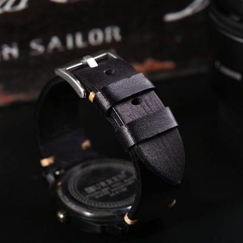 PASEK DO ZEGARKA CZARNY SKÓRA UNIWERSALNY SREBRNA KLAMRA ELEGANCKI 24mm PASEK DO ZEGARKA CZARNY SKÓRA UNIWERSALNY SREBRNA KLAMRA ELEGANCKI 24mm