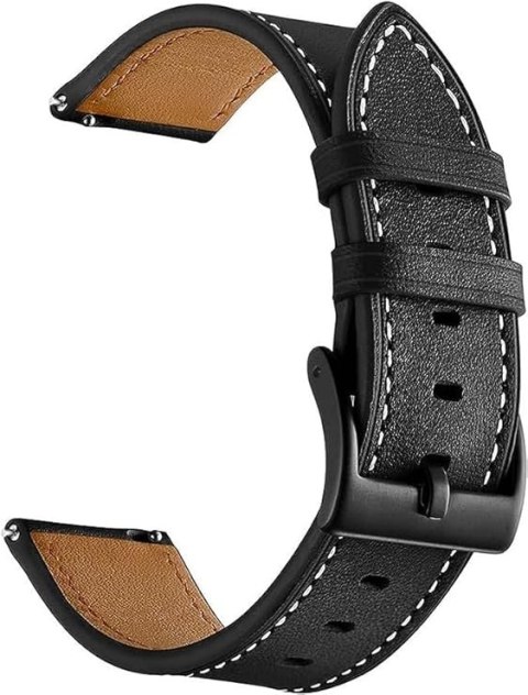 PASEK DO ZEGARKA CZARNY SKÓRZANY UNIWERSALNY ELEGANCKI 20mm