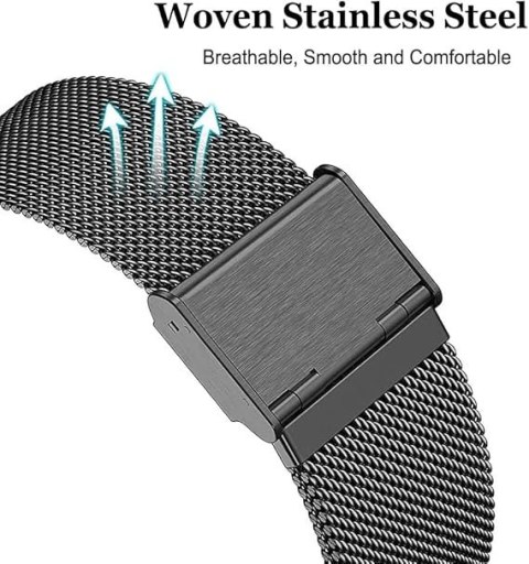 PASEK DO ZEGARKA CZARNY STAL SIATKA UNIWERSALNY ELEGANCKI 22mm PASEK DO ZEGARKA CZARNY STAL SIATKA UNIWERSALNY ELEGANCKI 22mm
