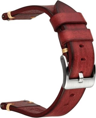 PASEK DO ZEGARKA CZERWONA SKÓRA UNIWERSALNY SREBRNA KLAMRA ELEGANCKI 26mm