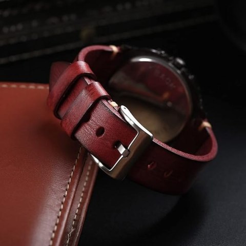 PASEK DO ZEGARKA CZERWONA SKÓRA UNIWERSALNY SREBRNA KLAMRA ELEGANCKI 26mm PASEK DO ZEGARKA CZERWONA SKÓRA UNIWERSALNY SREBRNA KLAMRA ELEGANCKI 26mm