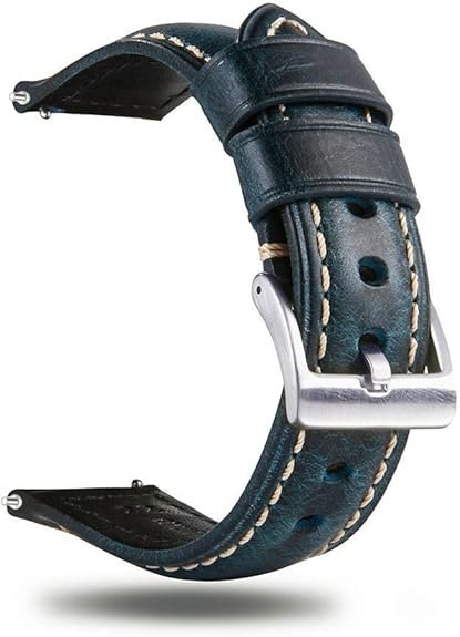 PASEK DO ZEGARKA NIEBIESKI SKÓRA UNIWERSALNY SREBRNA KLAMRA ELEGANCKI 22mm PASEK DO ZEGARKA NIEBIESKI SKÓRA UNIWERSALNY SREBRNA KLAMRA ELEGANCKI 22mm