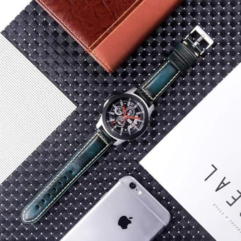 PASEK DO ZEGARKA NIEBIESKI SKÓRA UNIWERSALNY SREBRNA KLAMRA ELEGANCKI 22mm PASEK DO ZEGARKA NIEBIESKI SKÓRA UNIWERSALNY SREBRNA KLAMRA ELEGANCKI 22mm