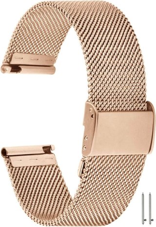 PASEK DO ZEGARKA RÓŻOWE ZŁOTO STAL SIATKA UNIWERSALNY ELEGANCKI 18mm