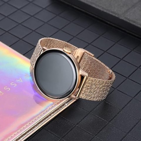 PASEK DO ZEGARKA RÓŻOWE ZŁOTO STAL SIATKA UNIWERSALNY ELEGANCKI 20mm