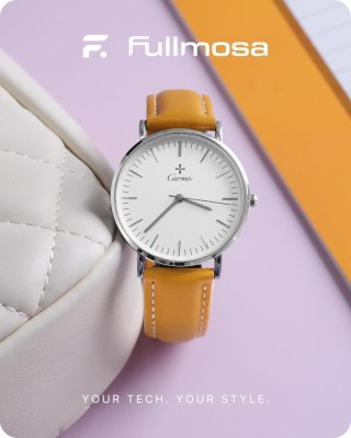 PASEK DO ZEGARKA SMARTWATCH ŻÓŁTY SKÓRA UNIWERSALNY SREBRNA KLAMRA 20mm