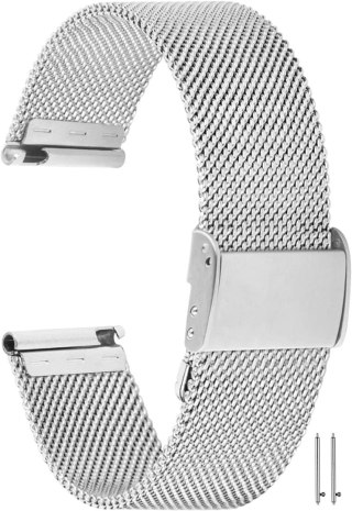 PASEK DO ZEGARKA SREBRNY STAL SIATKA UNIWERSALNY ELEGANCKI 20mm