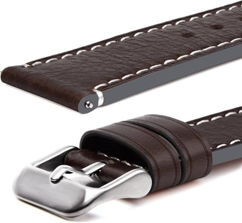 PASEK DO ZEGARKA UNIWERSALNY BRĄZOWY SKÓRA SREBRNA KLAMRA 22mm PASEK DO ZEGARKA UNIWERSALNY BRĄZOWY SKÓRA SREBRNA KLAMRA 22mm