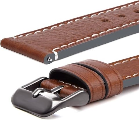 PASEK DO ZEGARKA UNIWERSALNY BRĄZOWY SKÓRA SZARA KLAMRA 22mm PASEK DO ZEGARKA UNIWERSALNY BRĄZOWY SKÓRA SZARA KLAMRA 22mm