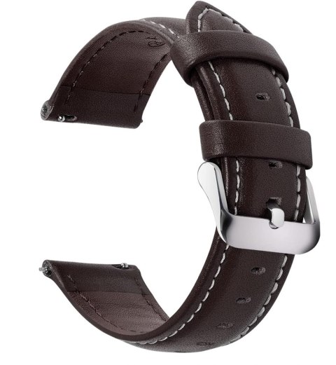PASEK DO ZEGARKA UNIWERSALNY CIEMNY BRĄZOWY SKÓRA SREBRNA KLAMRA 18mm PASEK DO ZEGARKA UNIWERSALNY CIEMNY BRĄZOWY SKÓRA SREBRNA KLAMRA 18mm