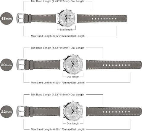 PASEK DO ZEGARKA UNIWERSALNY SZARY SKÓRA SREBRNA KLAMRA 18mm PASEK DO ZEGARKA UNIWERSALNY SZARY SKÓRA SREBRNA KLAMRA 18mm