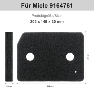 2x FILTR ZAMIENNY DO SUSZARKI BĘBNOWEJ MIELE T1 9164761 GĄBKA 202x149x30mm