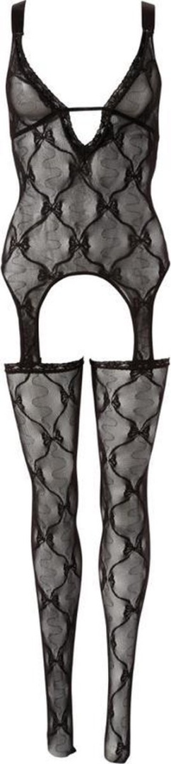BIELIZNA EROTYCZNA BODYSTOCKING COTTELLI COLLECTION CZARNA KORONKA S/M