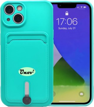 ETUI APPLE IPHONE 13 MINI CASE TURKUSOWY SILIKONOWY +MIEJSCE NA KARTY