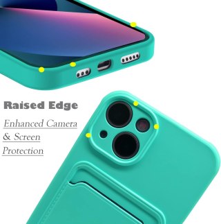 ETUI APPLE IPHONE 13 MINI CASE TURKUSOWY SILIKONOWY +MIEJSCE NA KARTY