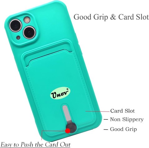 ETUI APPLE IPHONE 13 MINI CASE TURKUSOWY SILIKONOWY +MIEJSCE NA KARTY