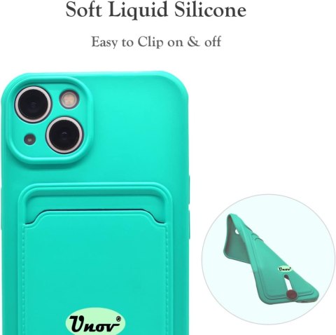 ETUI APPLE IPHONE 13 MINI CASE TURKUSOWY SILIKONOWY +MIEJSCE NA KARTY