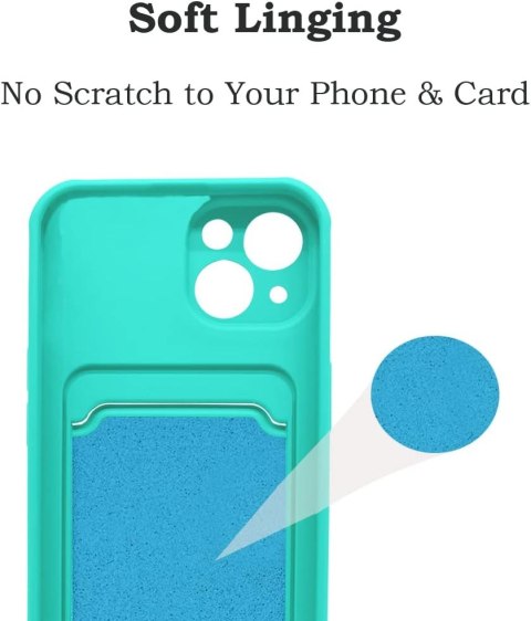 ETUI APPLE IPHONE 13 MINI CASE TURKUSOWY SILIKONOWY +MIEJSCE NA KARTY