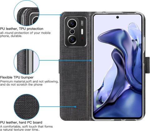 ETUI POKROWIEC DO XIAOMI MI 11T 5G / MI 11T PRO 5G CZARNE ZAMYKANE Z KLAPKĄ ETUI POKROWIEC DO XIAOMI MI 11T 5G / MI 11T PRO 5G CZARNE ZAMYKANE Z KLAPKĄ