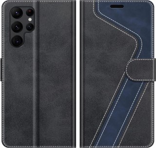 ETUI SAMSUNG GALAXY S22 ULTRA ZAMYKANE Z KLAPKĄ SZARAE GRANATOWE WYTRZYMAŁE