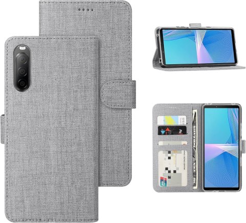 ETUI SONY XPERIA 10 III SZARE ZAMYKANE Z KLAPKĄ MIEJSCE NA KARTY OCHRONNE ETUI SONY XPERIA 10 III SZARE ZAMYKANE Z KLAPKĄ MIEJSCE NA KARTY OCHRONNE