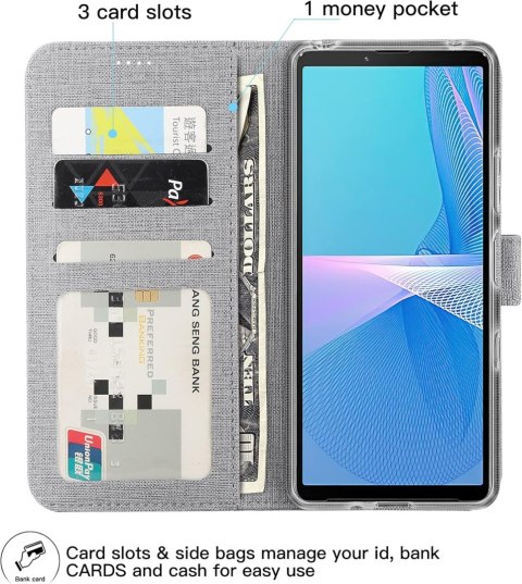 ETUI SONY XPERIA 10 III SZARE ZAMYKANE Z KLAPKĄ MIEJSCE NA KARTY OCHRONNE ETUI SONY XPERIA 10 III SZARE ZAMYKANE Z KLAPKĄ MIEJSCE NA KARTY OCHRONNE