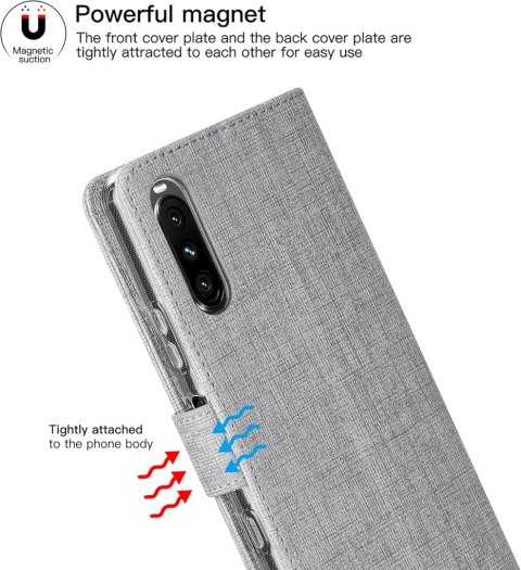 ETUI SONY XPERIA 10 III SZARE ZAMYKANE Z KLAPKĄ MIEJSCE NA KARTY OCHRONNE ETUI SONY XPERIA 10 III SZARE ZAMYKANE Z KLAPKĄ MIEJSCE NA KARTY OCHRONNE