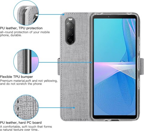 ETUI SONY XPERIA 10 III SZARE ZAMYKANE Z KLAPKĄ MIEJSCE NA KARTY OCHRONNE ETUI SONY XPERIA 10 III SZARE ZAMYKANE Z KLAPKĄ MIEJSCE NA KARTY OCHRONNE