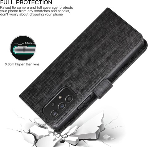 ETUI Z KLAPKĄ SAMSUNG GALAXY A53 5G CZARNE TEKSTURA MATERIAŁU ELEGANCKIE ETUI Z KLAPKĄ SAMSUNG GALAXY A53 5G CZARNE TEKSTURA MATERIAŁU ELEGANCKIE