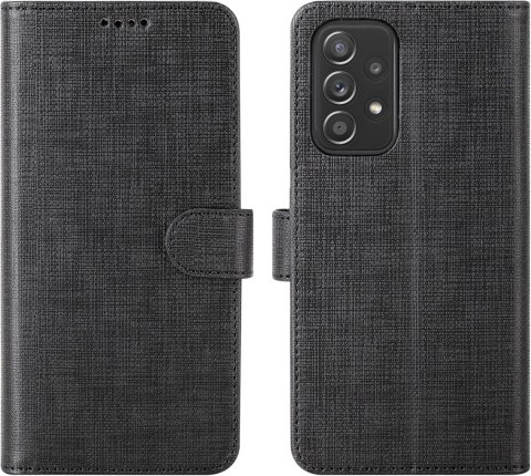 ETUI Z KLAPKĄ SAMSUNG GALAXY A53 5G CZARNE TEKSTURA MATERIAŁU ELEGANCKIE ETUI Z KLAPKĄ SAMSUNG GALAXY A53 5G CZARNE TEKSTURA MATERIAŁU ELEGANCKIE