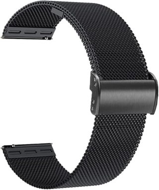 PASEK BRANSOLETA DO ZEGARKA CZARNA STAL NIERDZEWNA 20mm