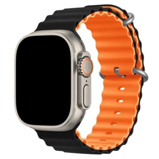 PASEK DO APPLE WATCH 38/40/41mm SE/9/8/7/6/5/4/3/2/1 CZARNO-POMARAŃCZOWY