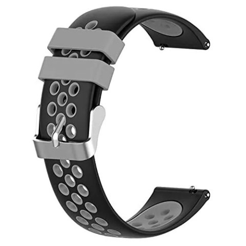 PASEK DO ZEGARKA CZARNO-SZARY SILIKON UNIWERSALNY SREBRNA KLAMRA 22mm PASEK DO ZEGARKA CZARNO-SZARY SILIKON UNIWERSALNY SREBRNA KLAMRA 22mm