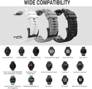 PASEK DO ZEGARKA GARMIN Fenix ​​7/7 Pro/6/6 Pro/5/5 Plus BIAŁY SILIKONOWY